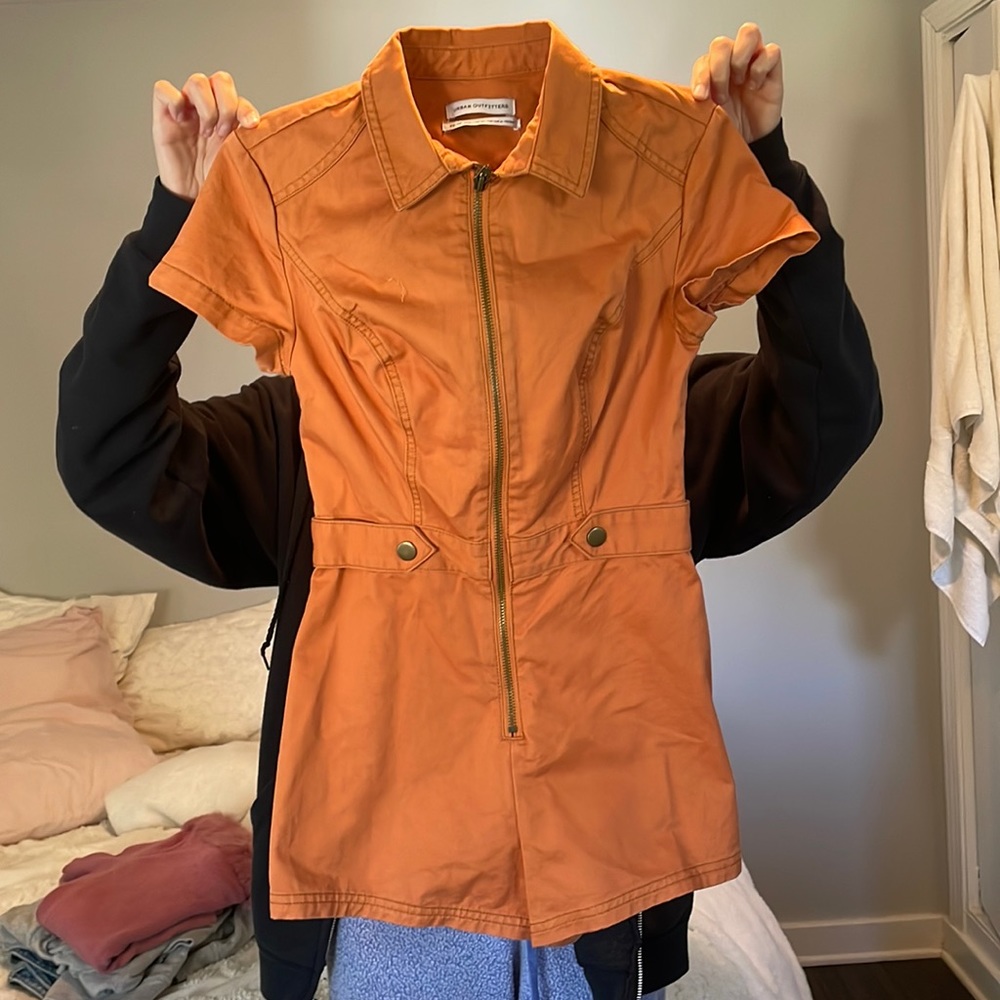 Urban Outfitters orange denim romper XS